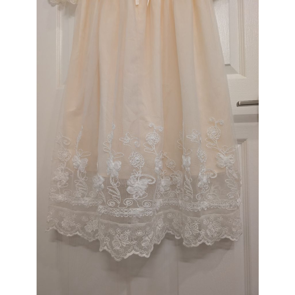 Vintage Style Cream Lace Midi Dress Cottagecore Coquette Milkmaid Corset L - Picture 4 of 10